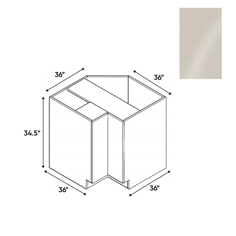 RTA - Cashmere Gloss - Lazy Susan Base Cabinet - 36"W x 34.5"H x 24"D - Frameless Cabinet