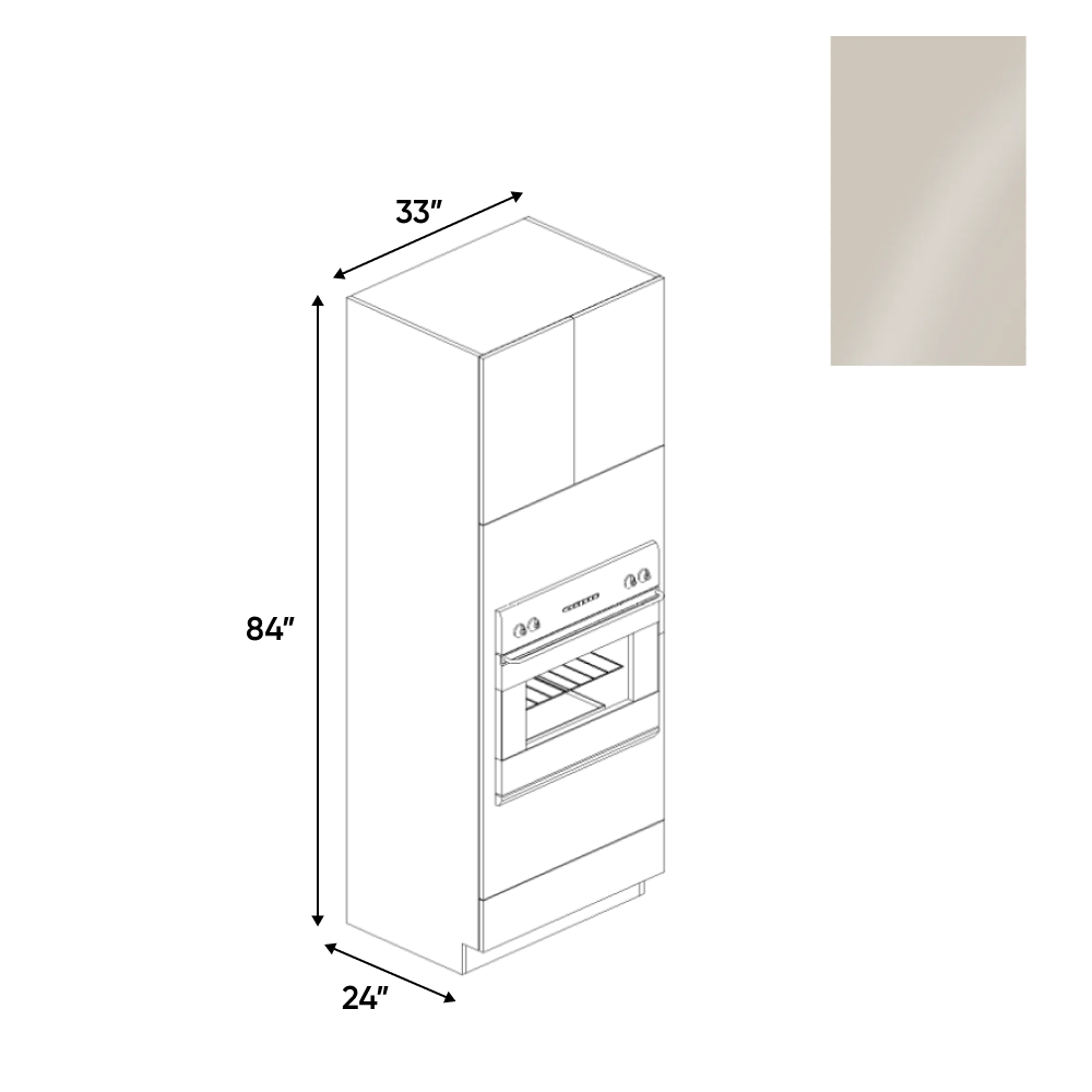 RTA - Cashmere Gloss - Tall Oven Cabinet - 33"W x 84"H x 24"D - Frameless Cabinet