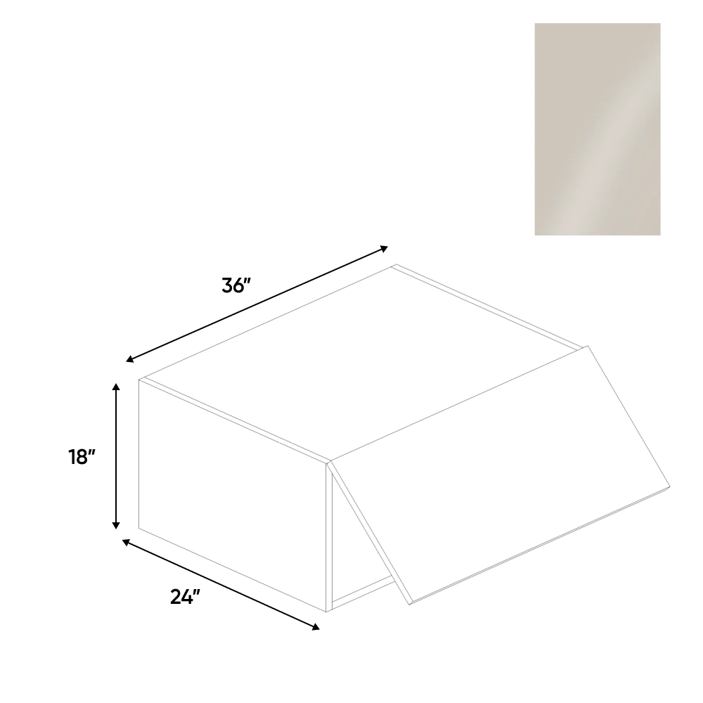 RTA - Cashmere Gloss - Wall Upper Cabinet - 36"W x 18"H x 24"D - Frameless Cabinet