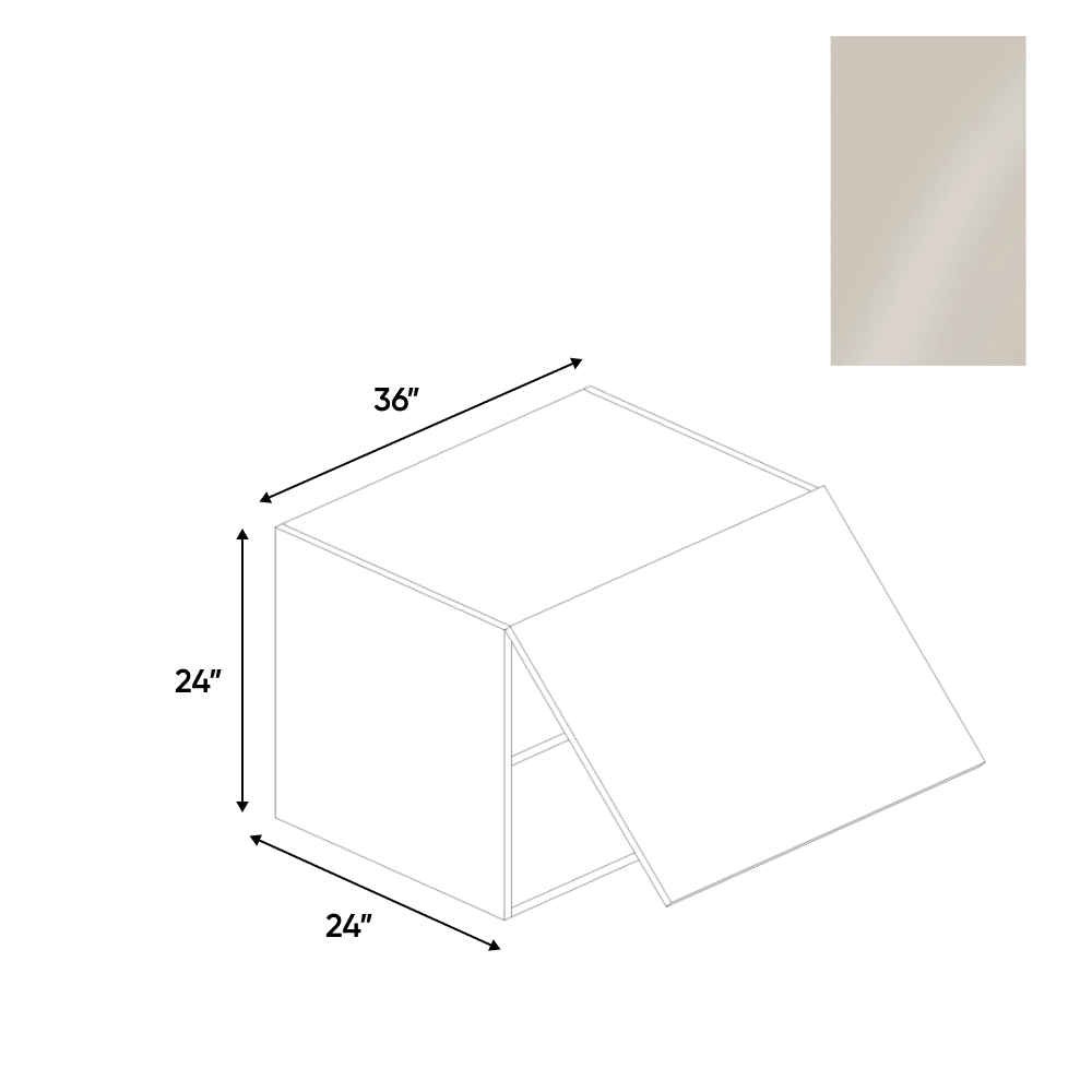 RTA - Cashmere Gloss - Wall Upper Cabinet - 36"W x 24"H x 24"D - Frameless Cabinet