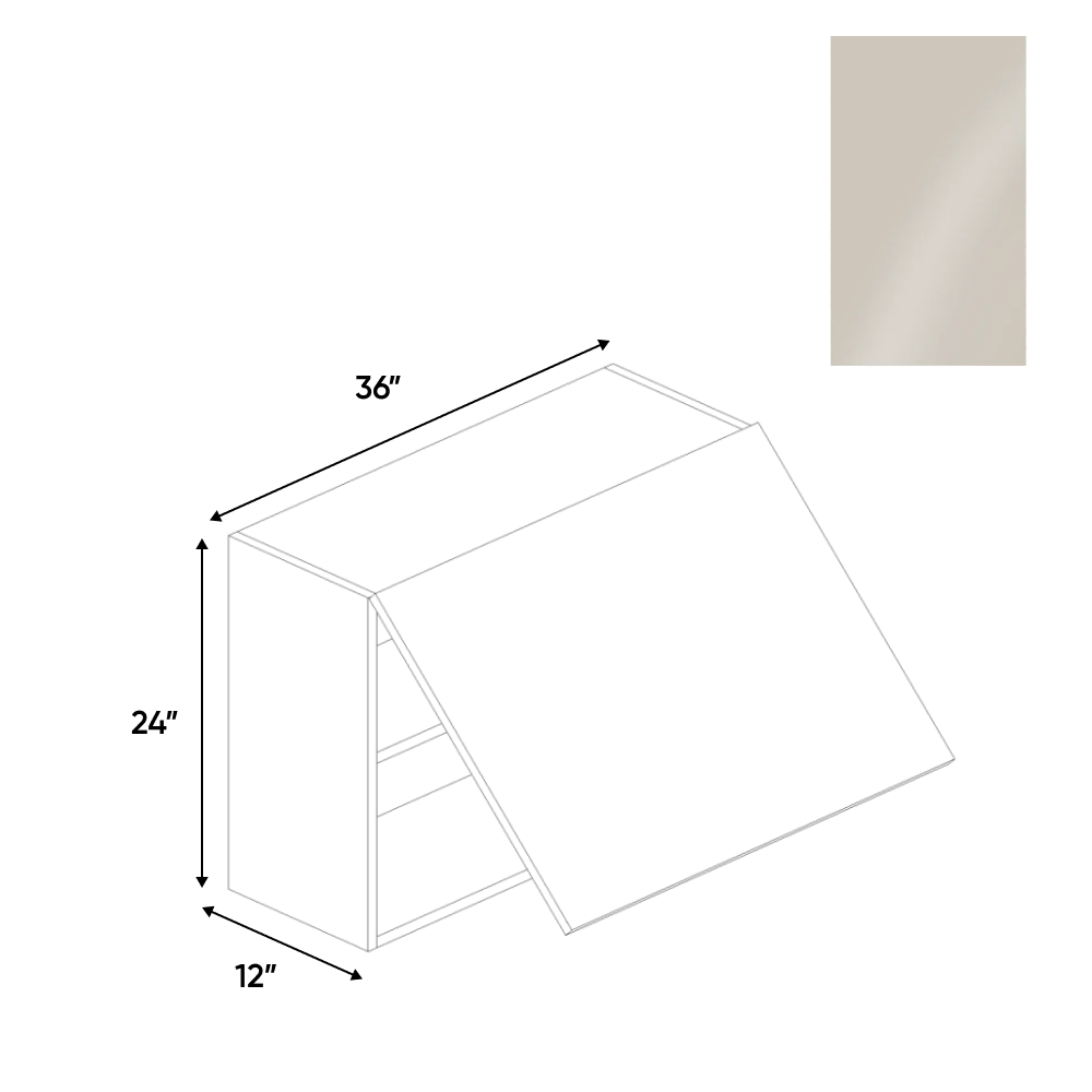 RTA - Cashmere Gloss - Wall Upper Cabinet - 36"W x 24"H x 12"D - Frameless Cabinet