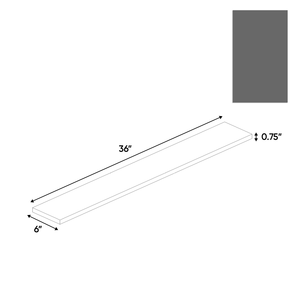 RTA - Gris Plomo Matte - Filler Panel - 6"W x 36"H x 0.75"D - Frameless Cabinet
