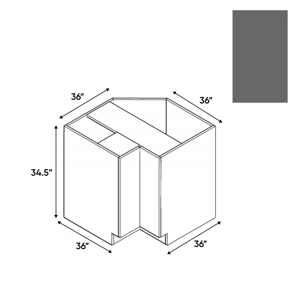 RTA - Gris Plomo Matte - Lazy Susan Base Cabinet - 36"W x 34.5"H x 24"D - Frameless Cabinet