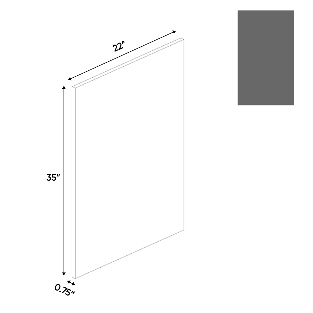 RTA - Gris Plomo Matte - Finished End Vanity Panel - 22"W x 35"H x 0.75"D - Frameless Cabinet