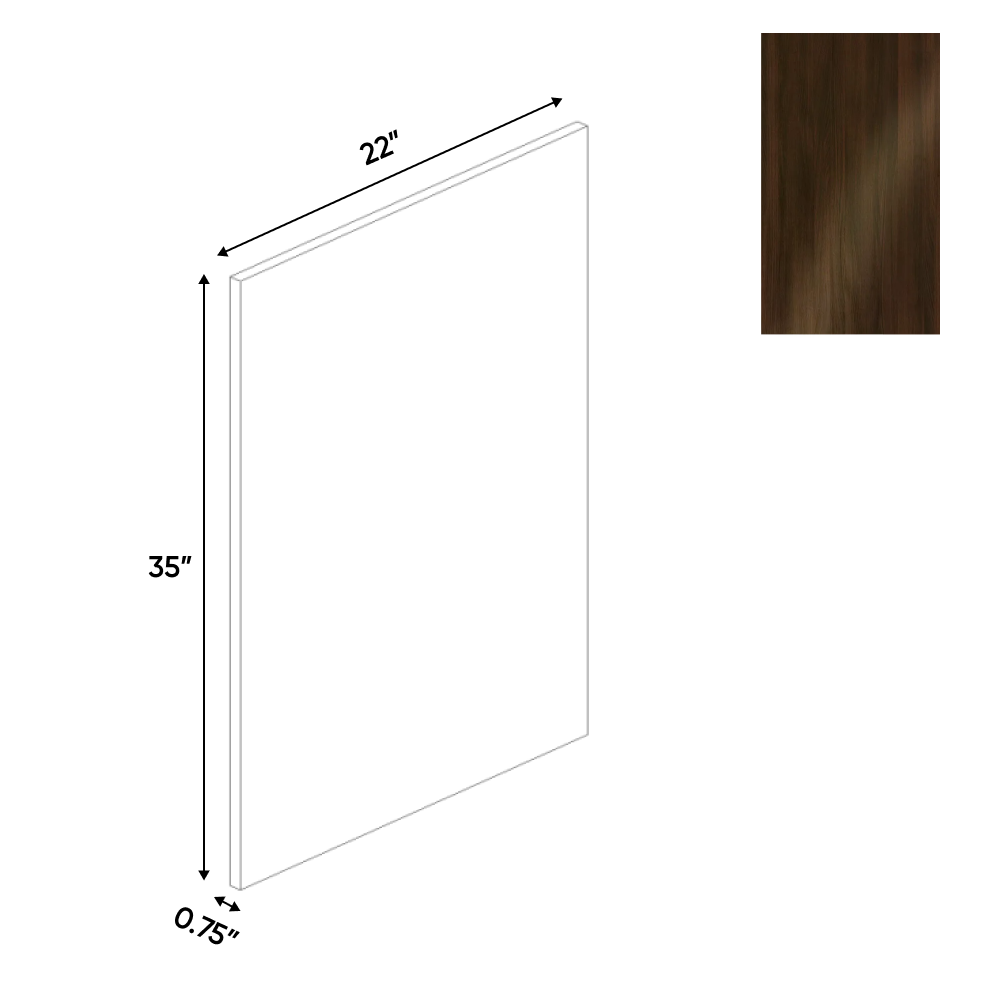 RTA - Olmo Gloss - Finished End Vanity Panel - 22"W x 35"H x 0.75"D - Frameless Cabinet