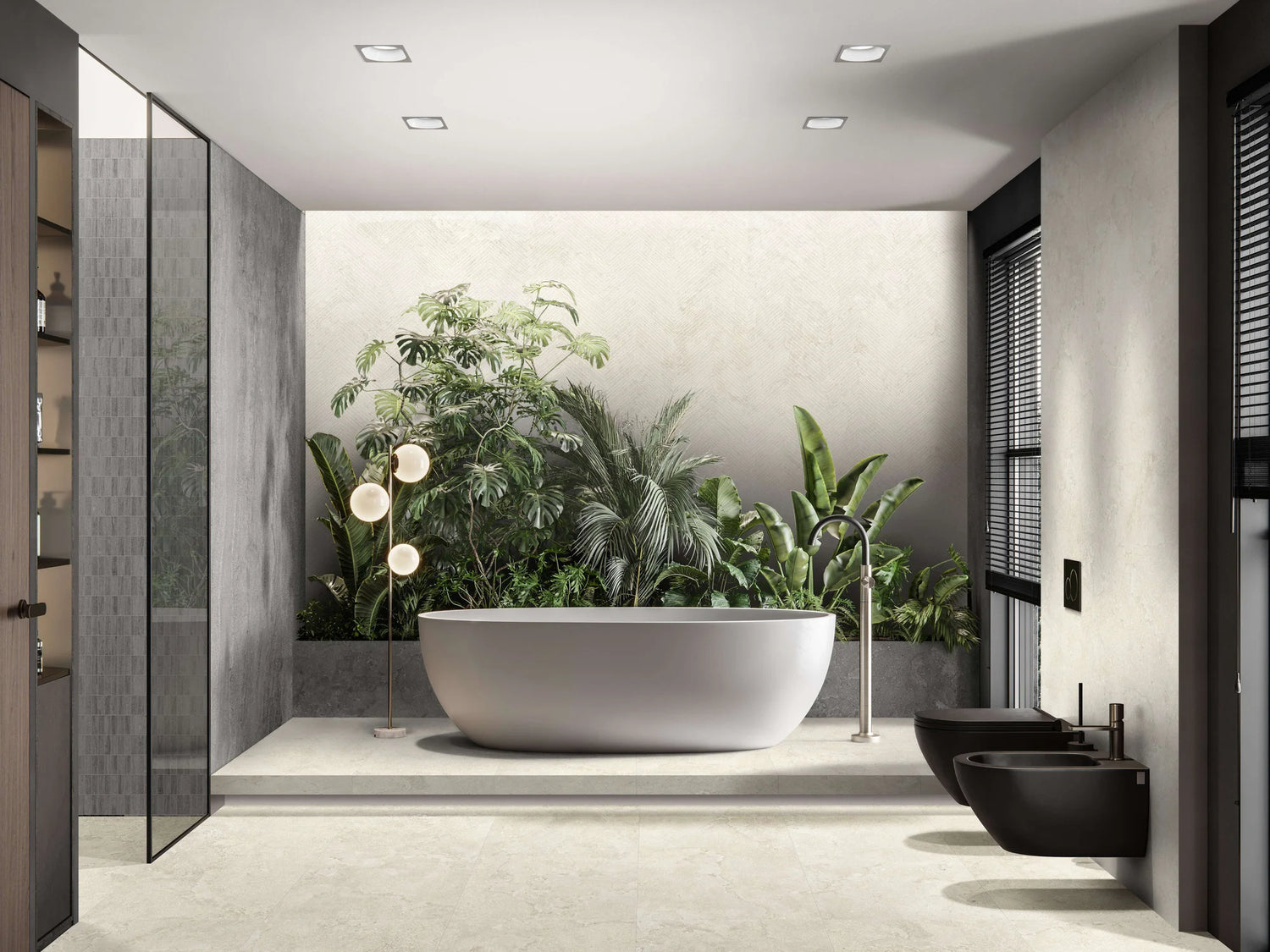 Ecostone 48 X 110 Matte Deco Porcelain Tile in Cross-Cut Chevron Fog