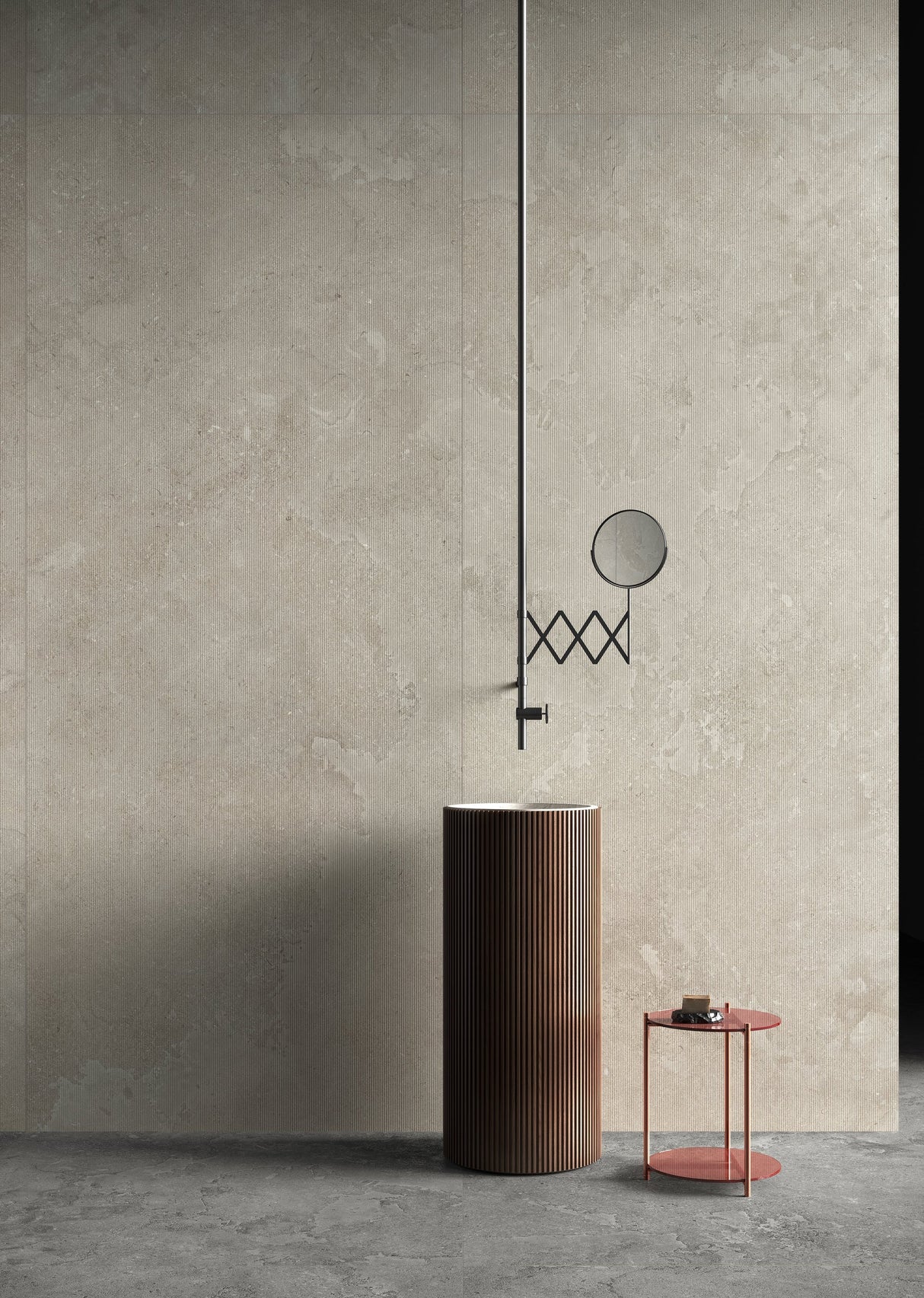 Ecostone 48 X 110 Matte Deco Porcelain Tile in Cross-Cut Flute Mist