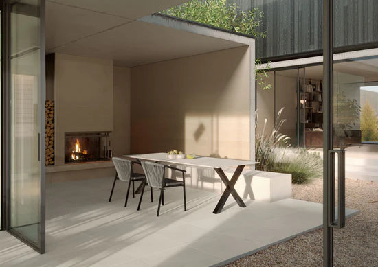 Imprint Pre-Fab 32 X 90 Matte Porcelain Tile in Intaglio Kaolin