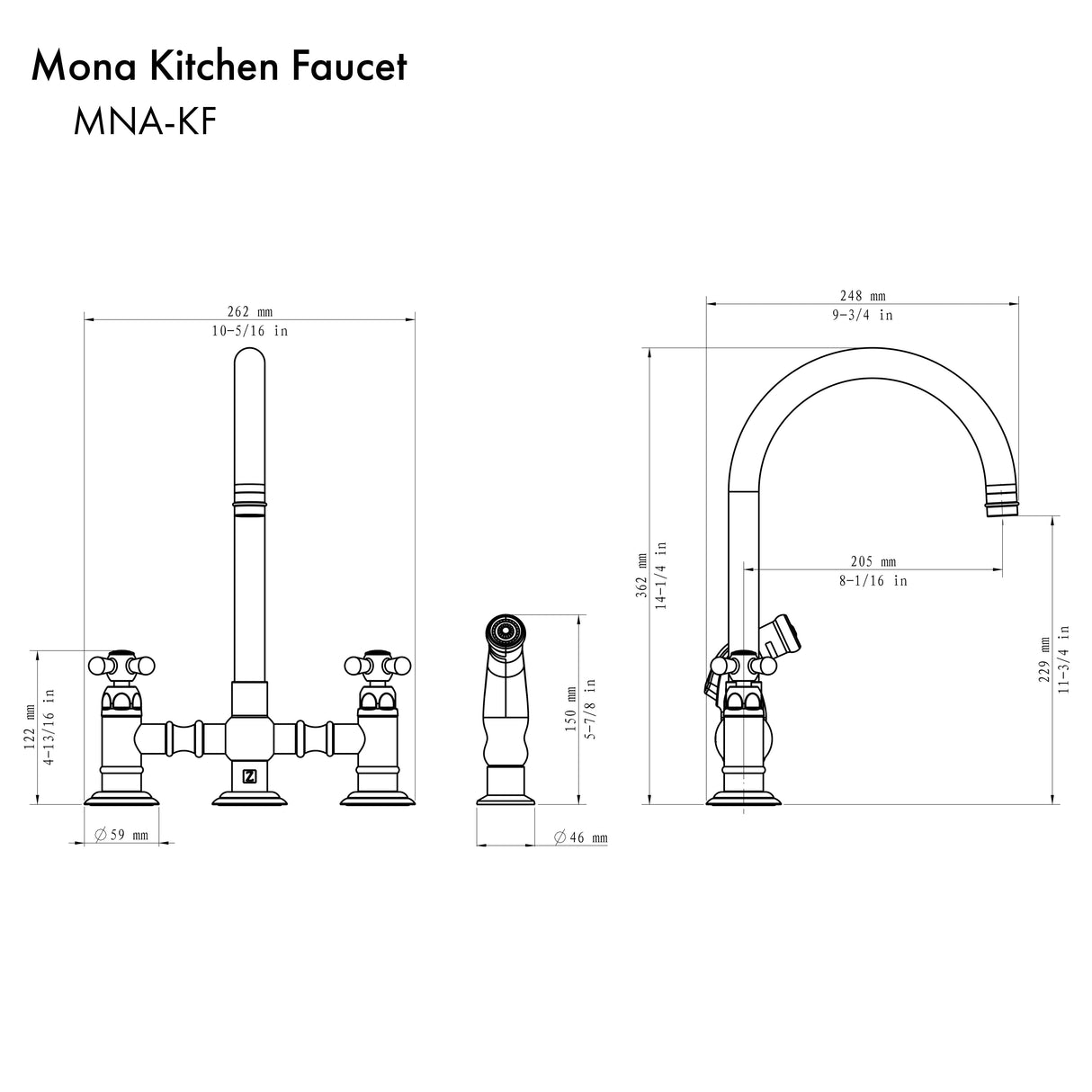 ZLINE Mona Kitchen Faucet in Oil-Rubbed Bronze (MNA-KF-ORB)