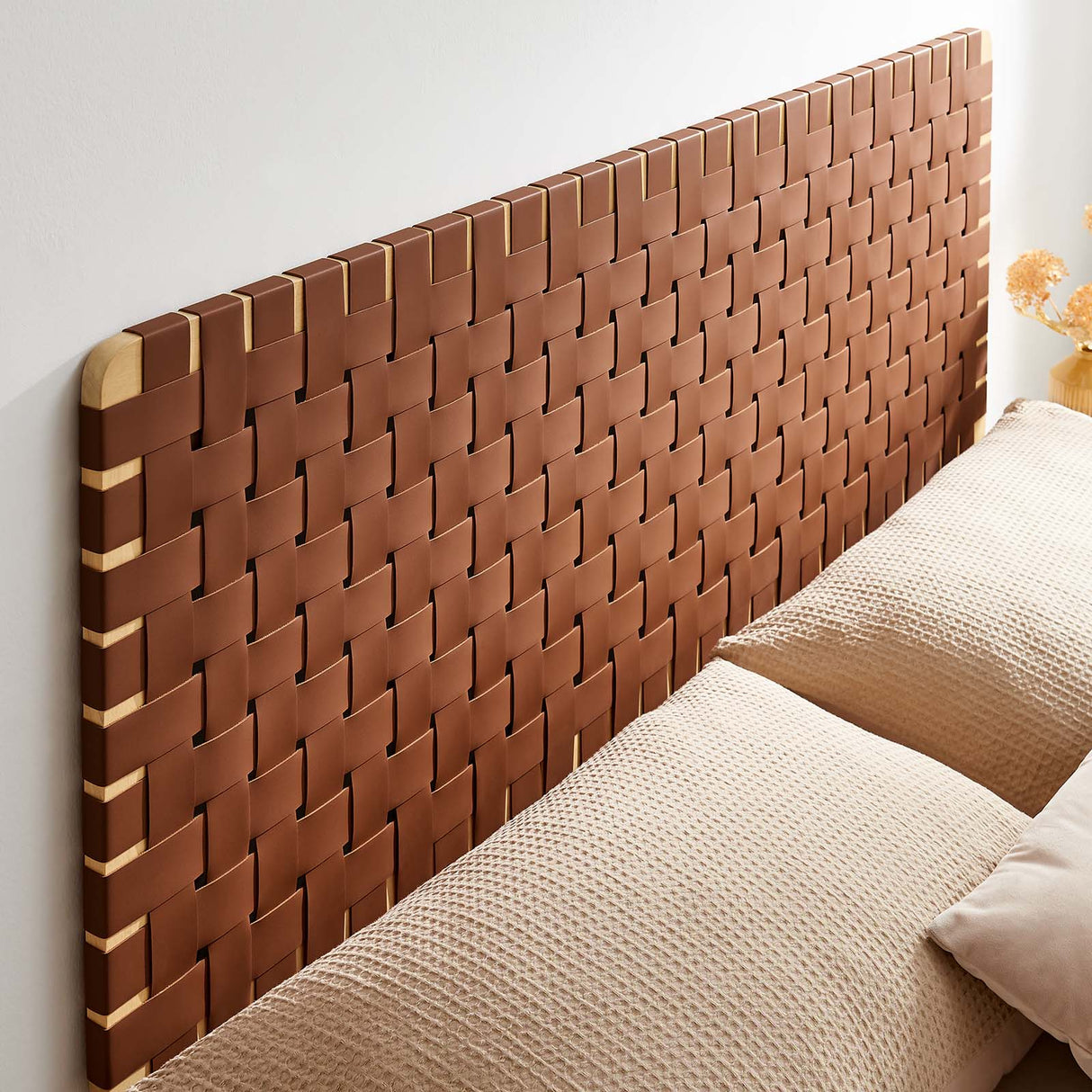 Sparta Weave Wall-Mount Queen Vegan Leather Headboard