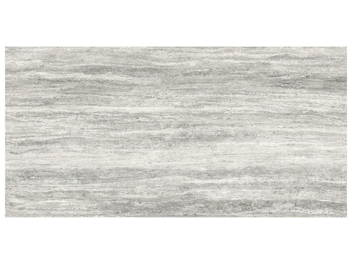 36 x 72 in Majesto Travertino Titanium Grained Rectified Colorsync Porcelain Tile