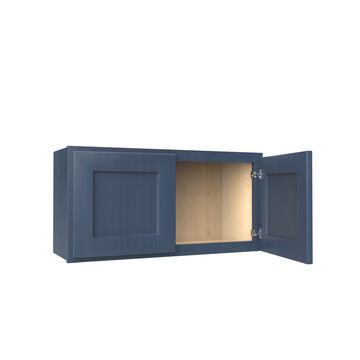 Wall Kitchen Cabinet - 30W x 15H x 12D - Blue Shaker Cabinet - RTA