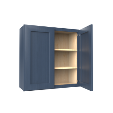 Wall Kitchen Cabinet - 30W x 30H x 12D - Blue Shaker Cabinet