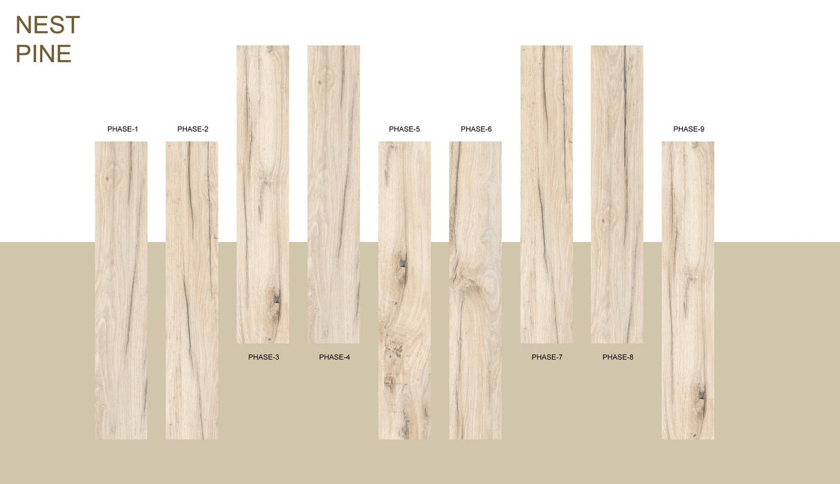 NEST PINE 8 in. x 48 in. x 8.5 mm MATT Marble Look Tile - Porcelain Floor and Wall Tile (13.3 Sqft/Box)