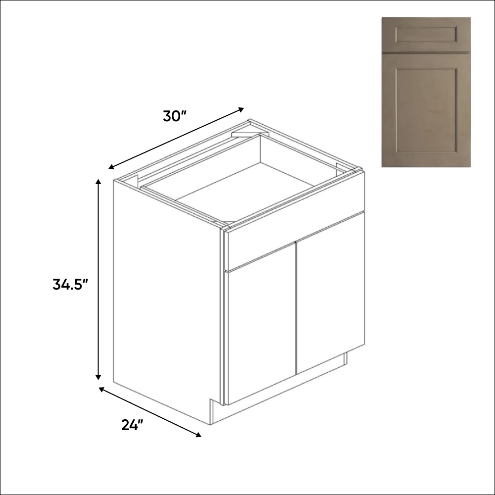 Newport Millstone - 30 Inch Full Height Double Door Base Cabinet - 30" Width x 34.5" Height x 24" Depth