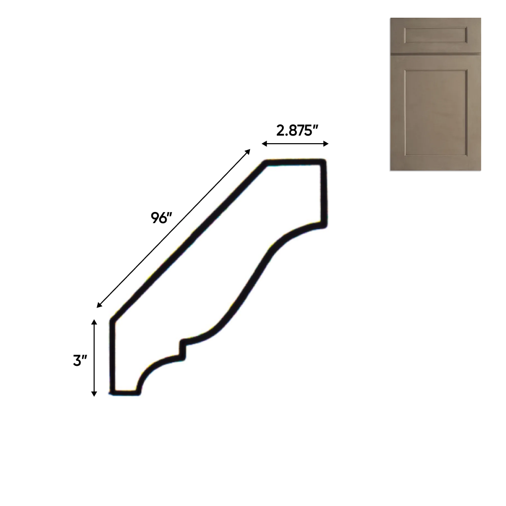 Newport Millstone - 3 Inch Crown Moldings Accessories - 2.875" Width x 3" Height x 96" Depth