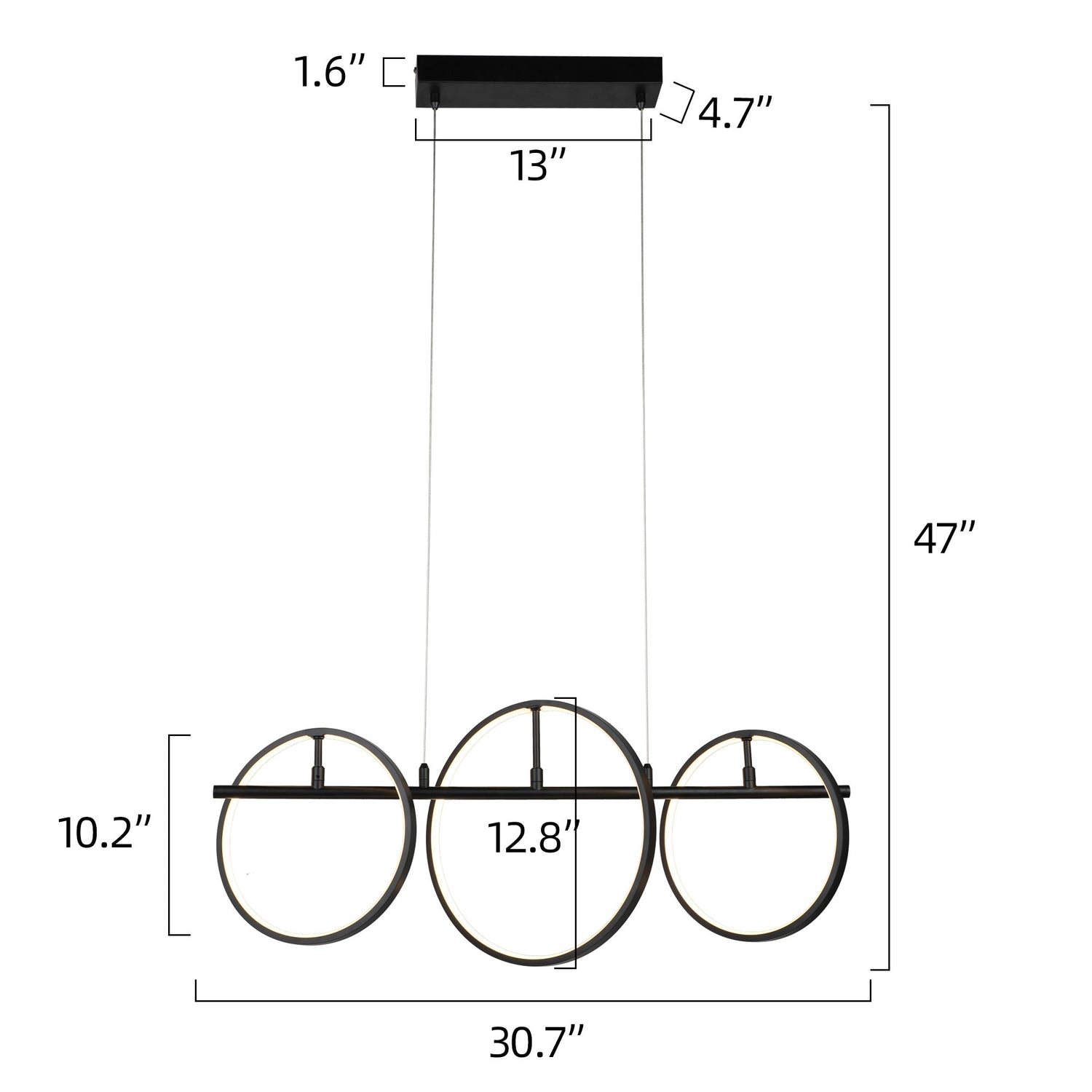 Lucca Circular 3-Light Adjustable Direction Led Pendant Light - Matte Black