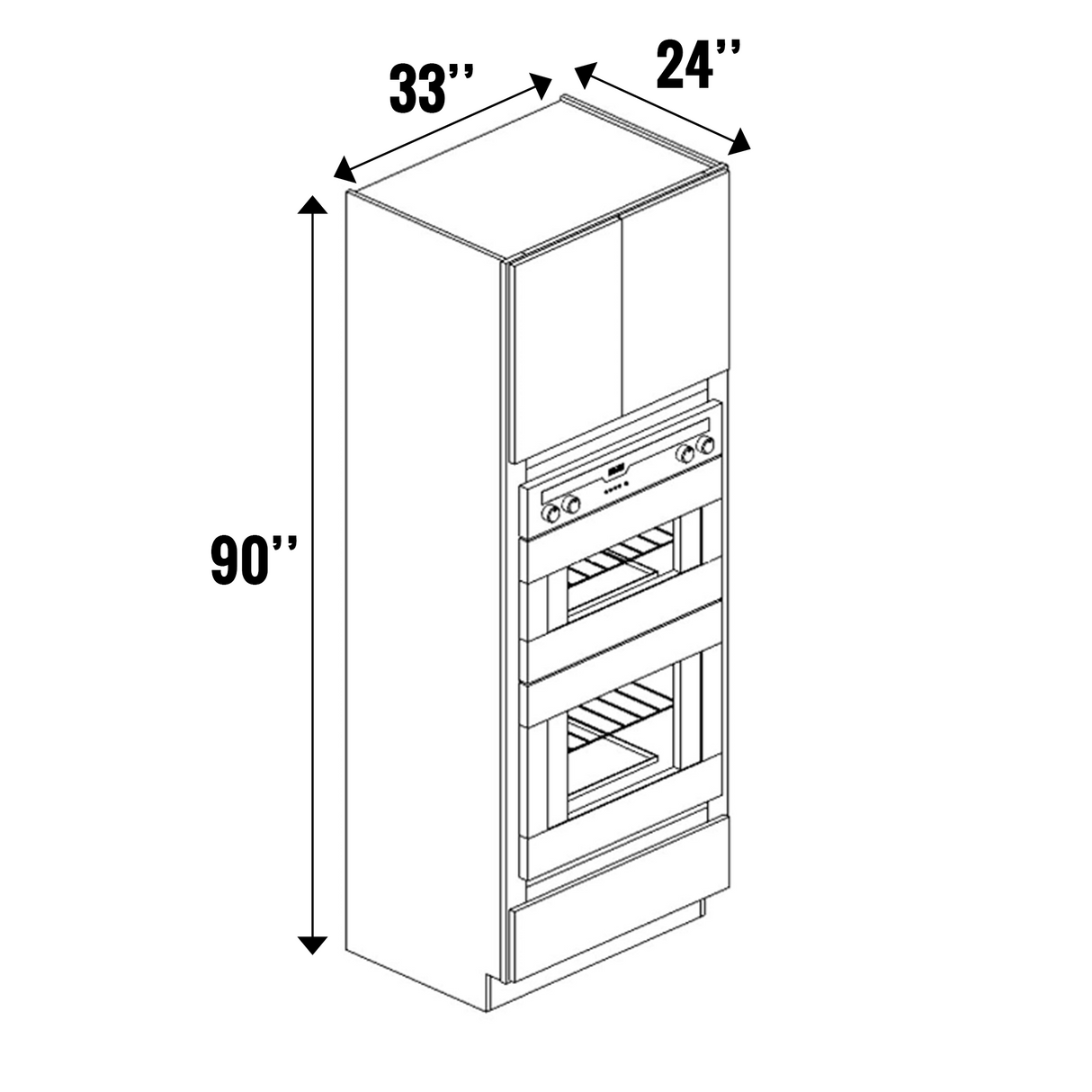 RTA - Olmo Textured - Tall Oven Cabinet - 33"W x 90"H x 24"D - Frameless Cabinet