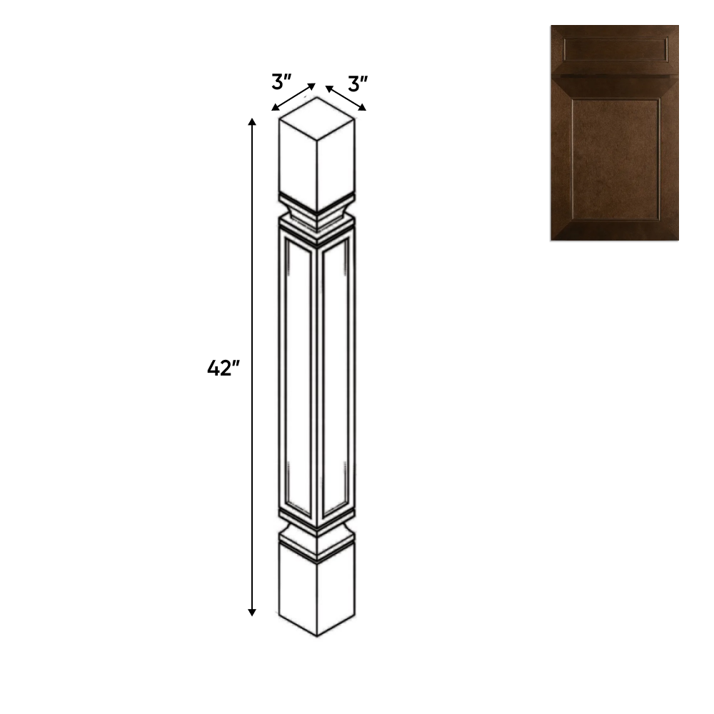 Portland Chestnut - 3 Inch Structural Accessories - 3" Width x 42" Height x 3" Depth