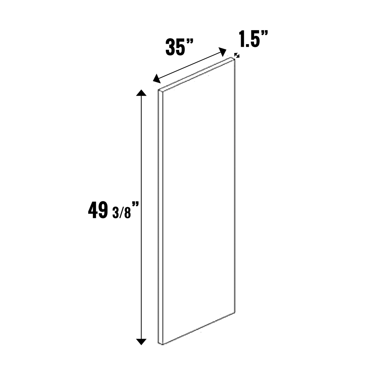 Indigo Blue Matte - Finished End Panel 1.5” Thick - 49.37 Inch Height x 35 Inch Width x 1.5 Inch Depth - M15-PNL35481.5