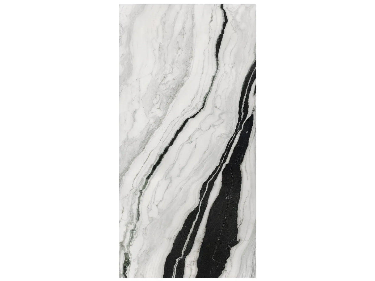 63 x 126 in Panda Block 22 Bookmatch Cut Polished Rectified Sintered Slab 6 mm