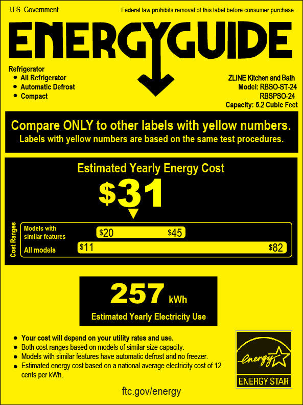 ZLINE 24 In. Touchstone Beverage Fridge with Panel-Ready Glass Door and Polished Gold Handle (RBSPOZ-24-G)