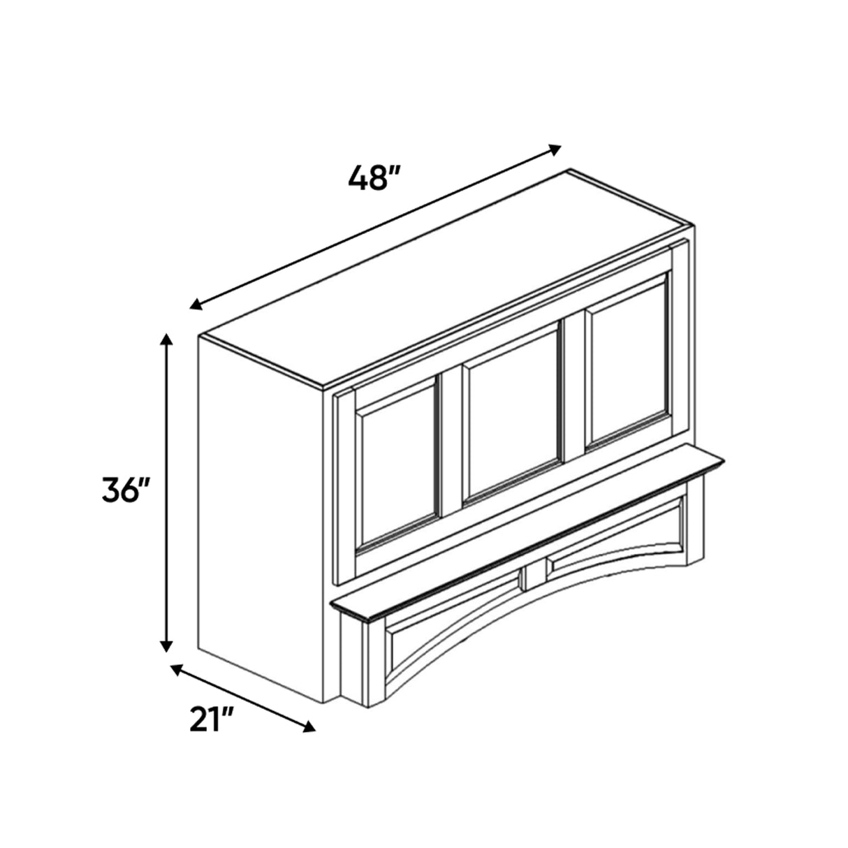 Windsor Ashen - 48 Inch Arched Hoods Accessories - 48" Width x 36" Height x 21" Depth