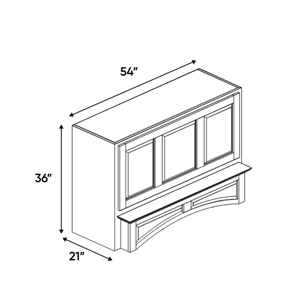 Slim Shaker Karamel - 54 Inch Arched Hoods Accessories - 54" Width x 36" Height x 21" Depth