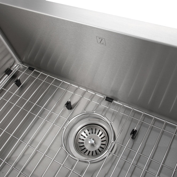 ZLINE 30 in. Zermatt Farmhouse Apron Mount Single Bowl Stainless Steel Kitchen Sink with Bottom Grid (SAS-30)