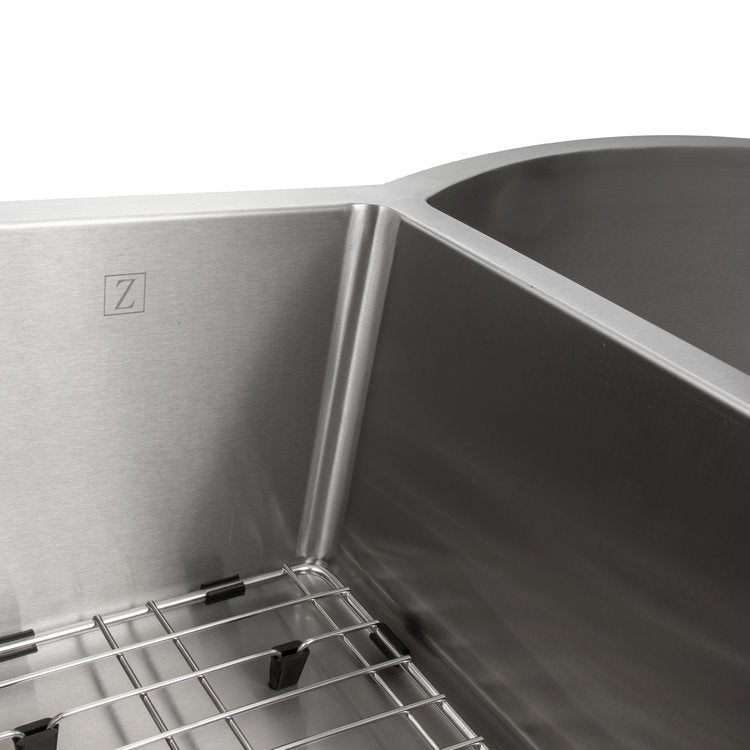 ZLINE 33 in. Aspen Undermount Double Bowl Stainless Steel Kitchen Sink with Bottom Grid (SC30D-33)