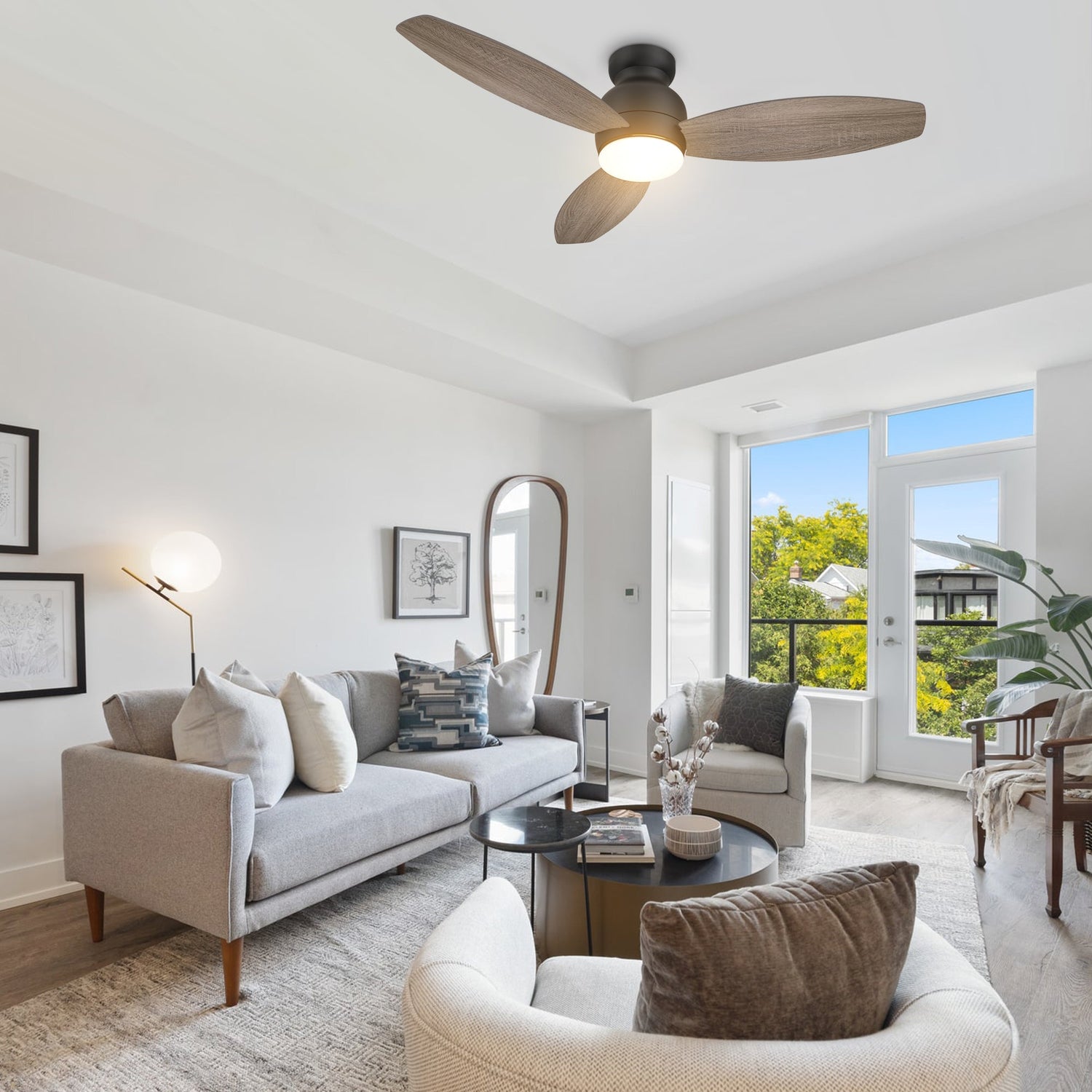 TRENTO 48 In 3 Blade Smart Ceiling Fan With Integrated LED Lights With Google Home