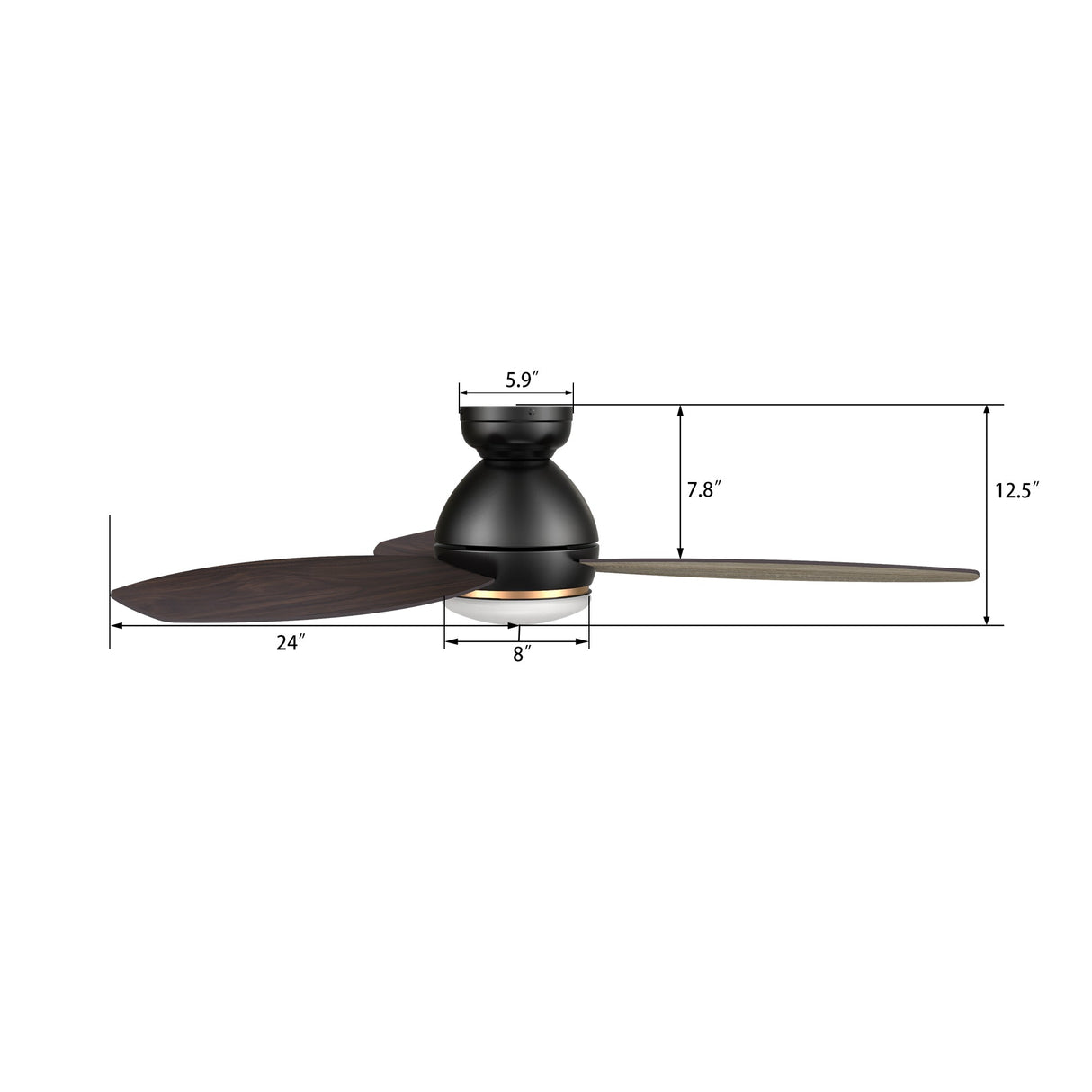 HOBART 48 In 3 Blade Smart Ceiling Fan With Integrated LED Lights With Google Home
