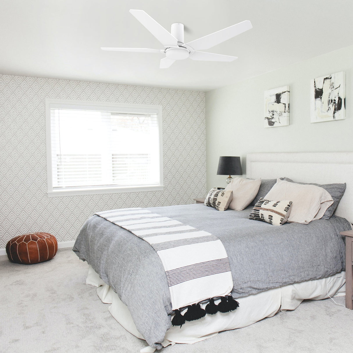 KAJ 48 In 5 Blade Smart Ceiling Fan With Integrated LED Lights With Google Home