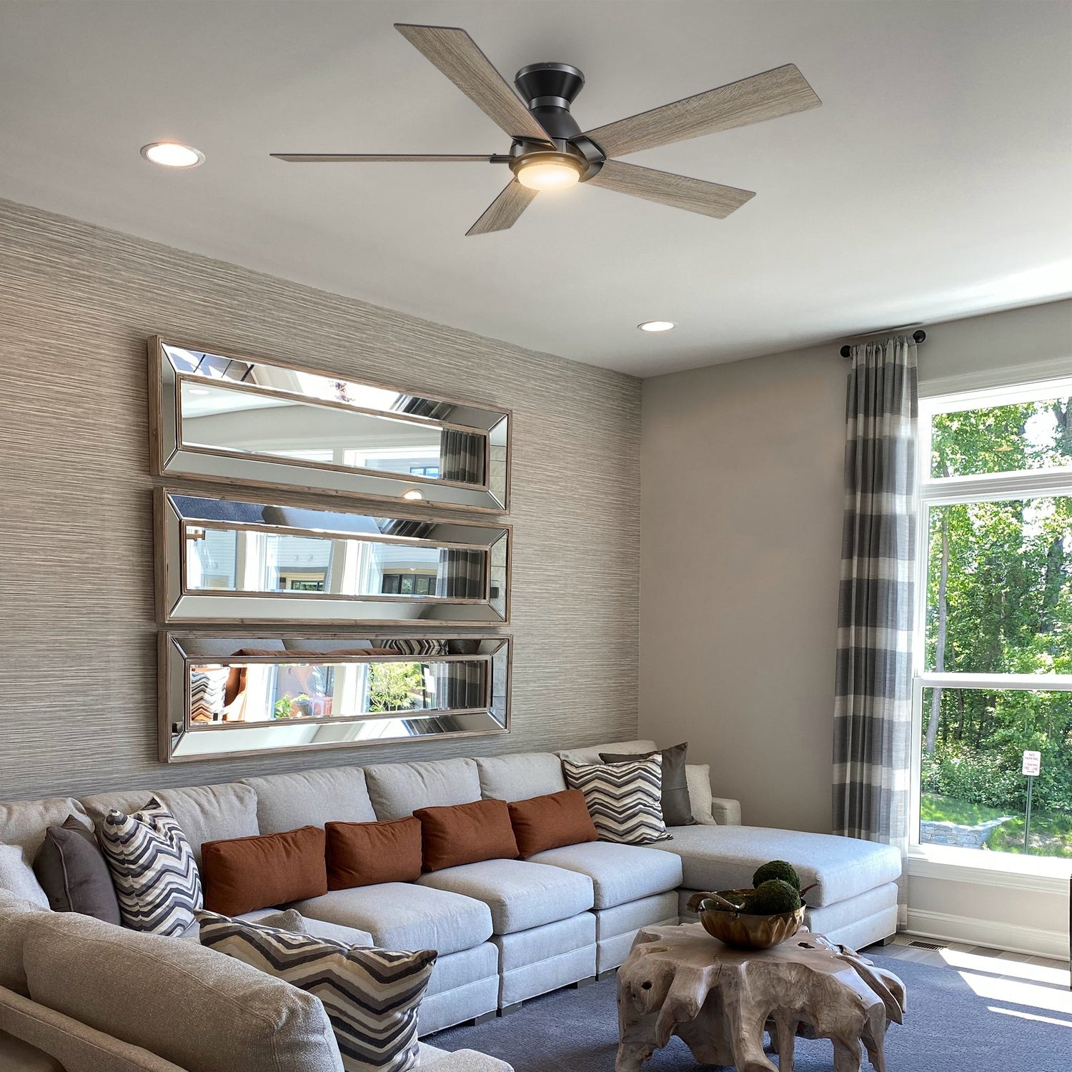 ASCENDER 48 inch 5-Blade Flush Mount Smart Ceiling Fan with LED Light & Remote