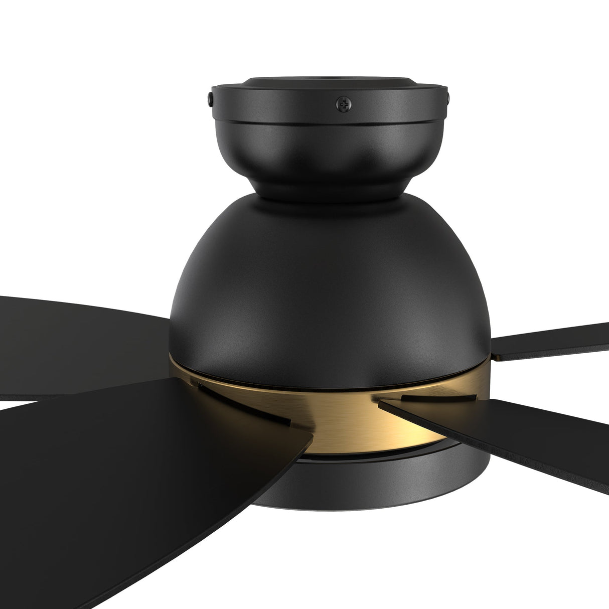 Granville 48 Inch 5 Blade Flush Mount Smart Ceiling Fan With Led Light Kit Remote Black Black Gold Detail