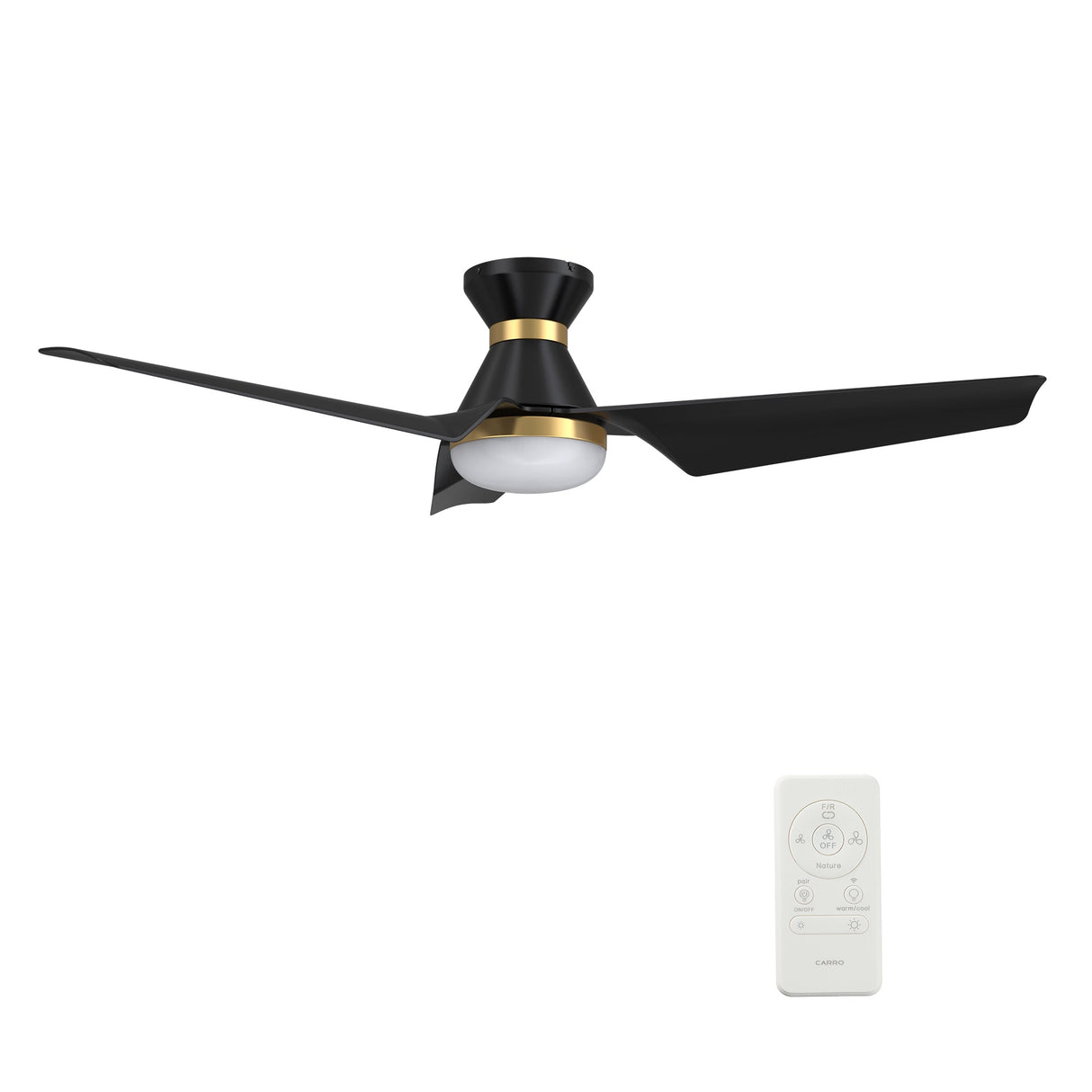 Kreis 52 Inch Flush Mount 3 Blade Ceiling Fan With Led Light Kit Remote