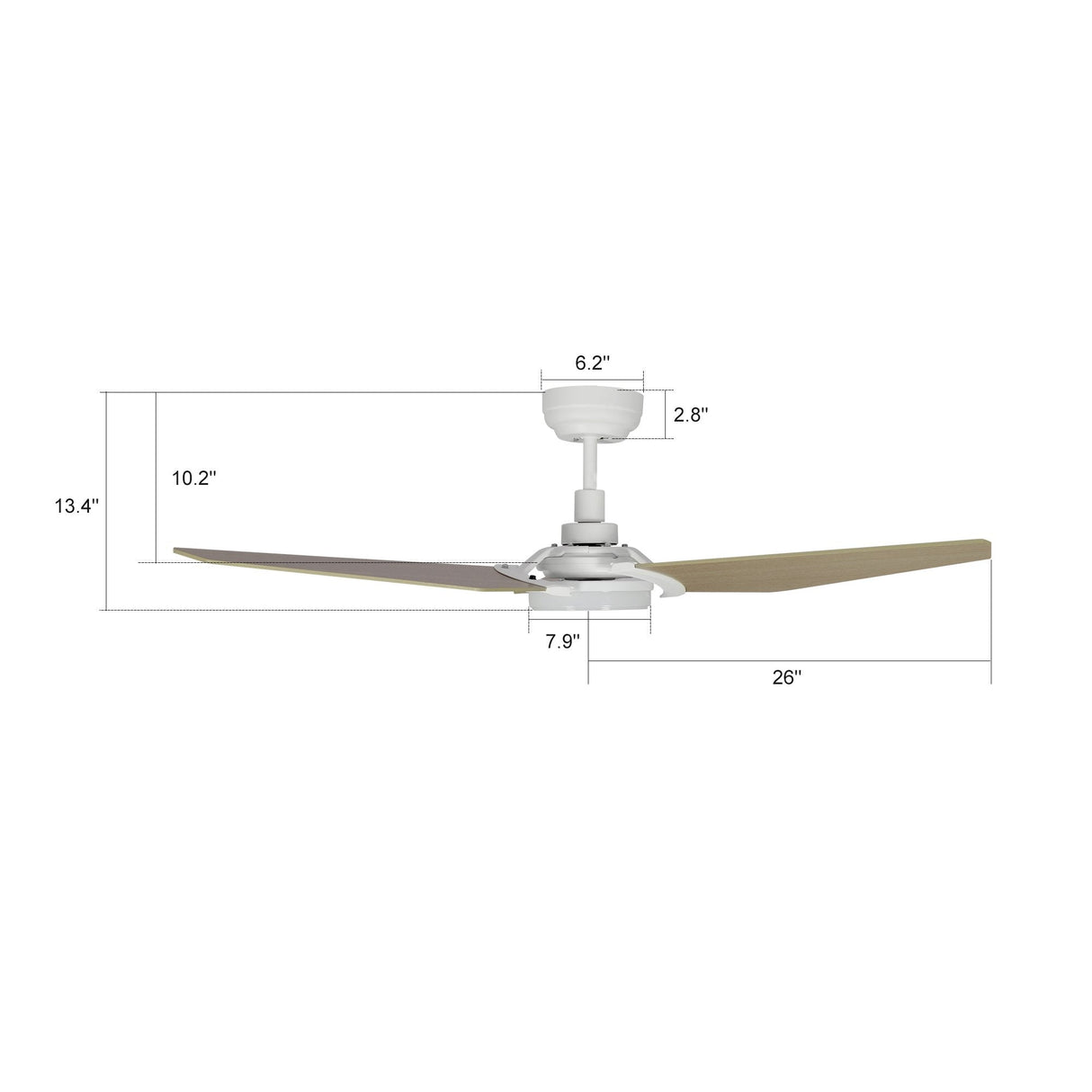 KAJ 52 In 3 Blade Smart Ceiling Fan With Integrated LED Lights With Google Home