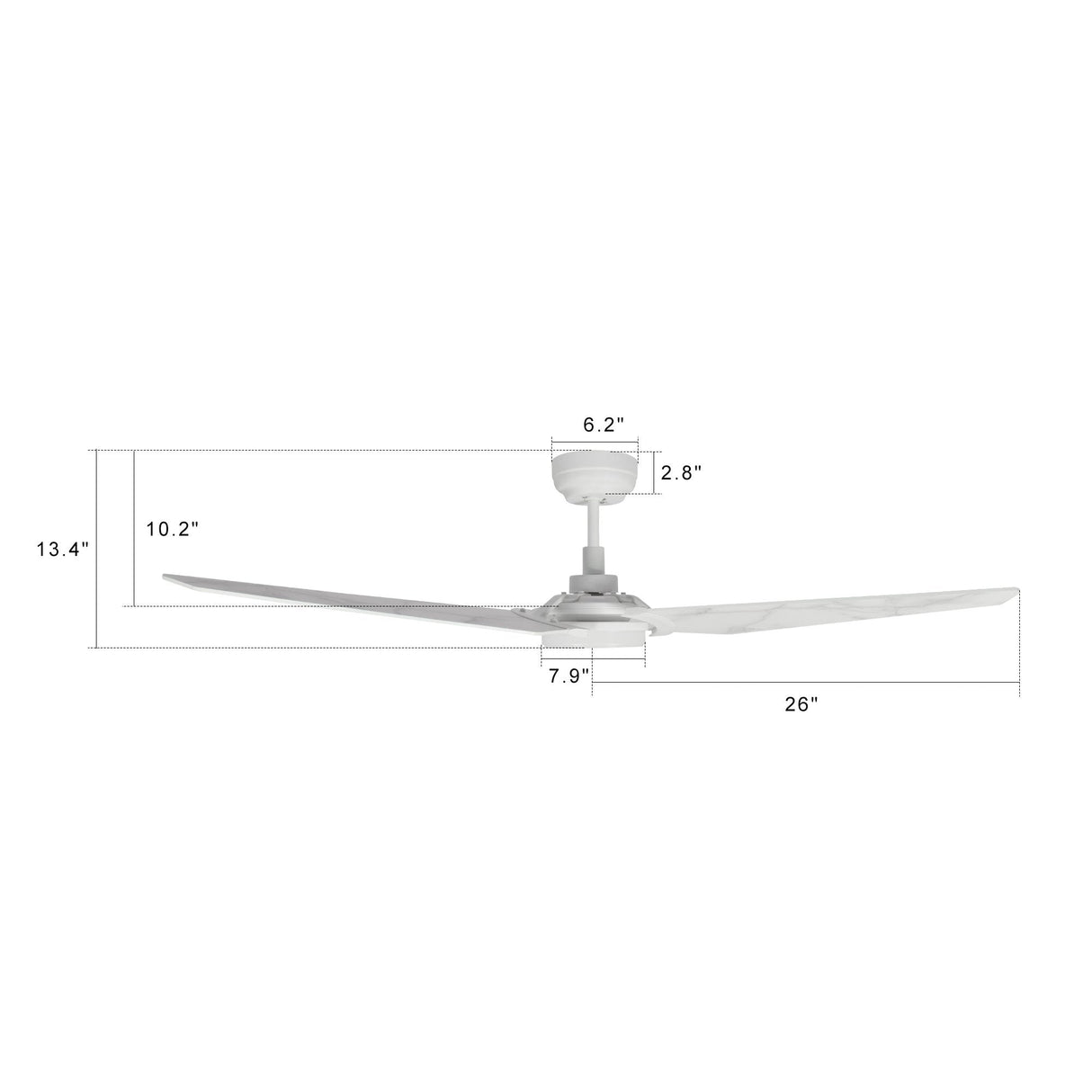 KAJ 52 In 3 Blade Smart Ceiling Fan With Integrated LED Lights With Google Home