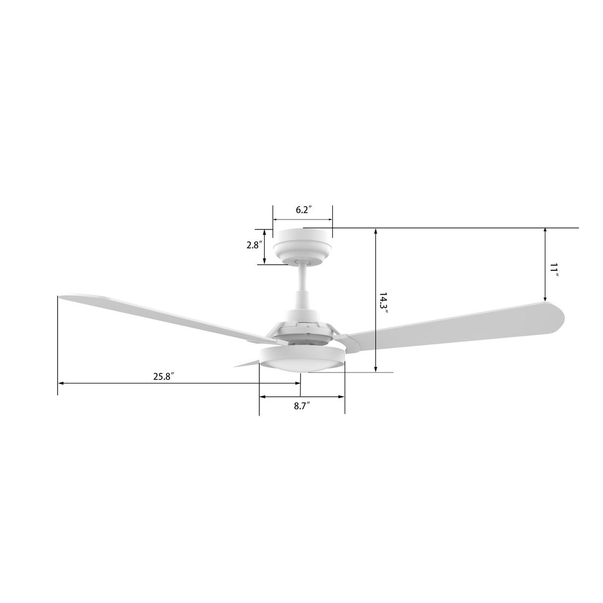 BRISA 52 In 3 Blade Smart Ceiling Fan With Integrated LED Lights With Google Home