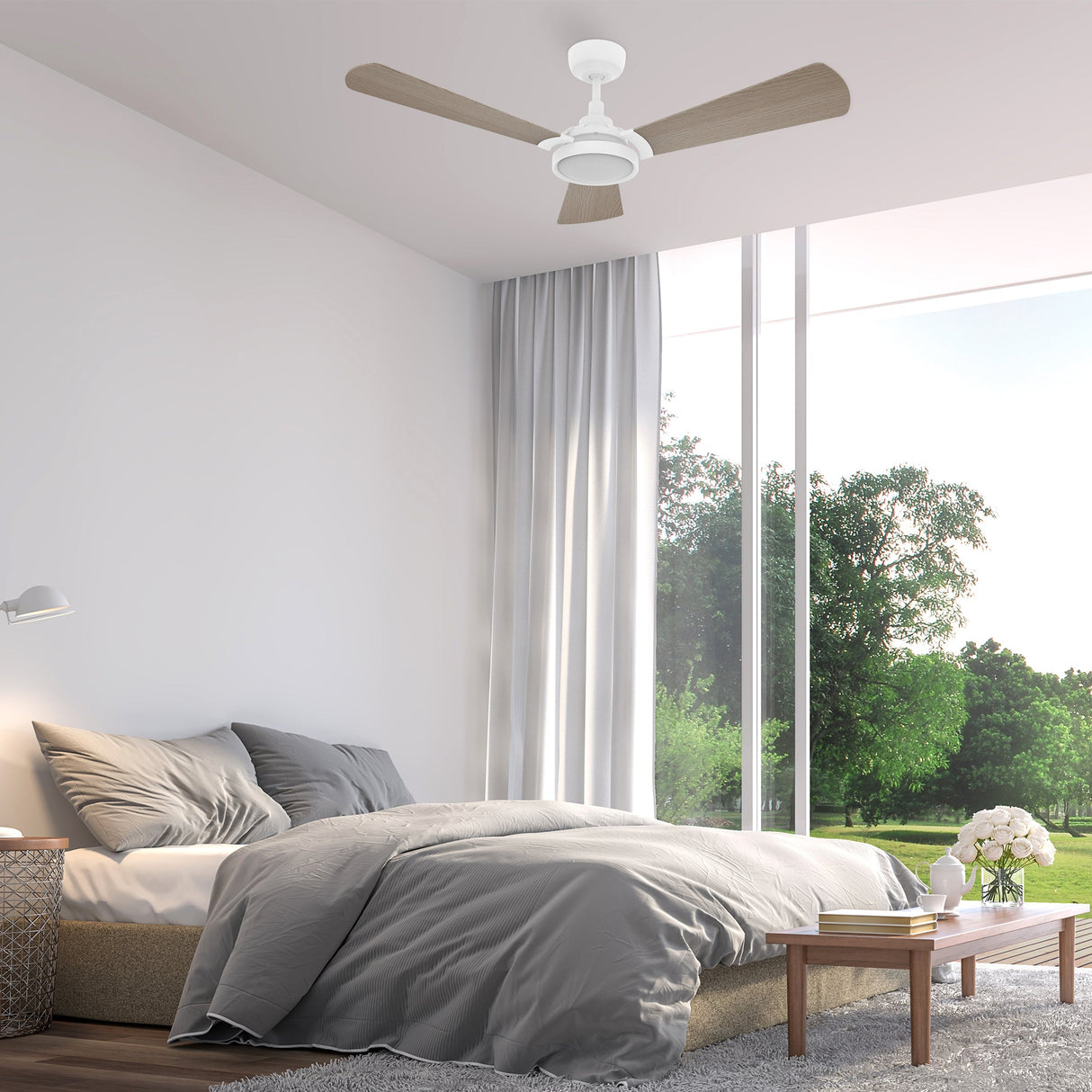 BRISA 52 In 3 Blade Smart Ceiling Fan With Integrated LED Lights With Google Home