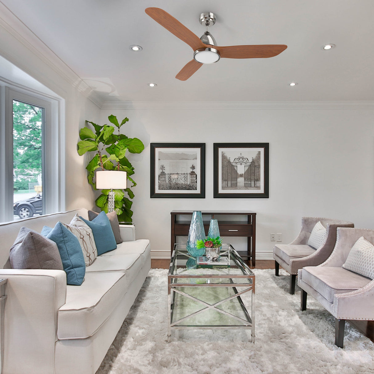 GARRICK 52 In 3 Blade Smart Ceiling Fan With Integrated LED Lights With Google Home