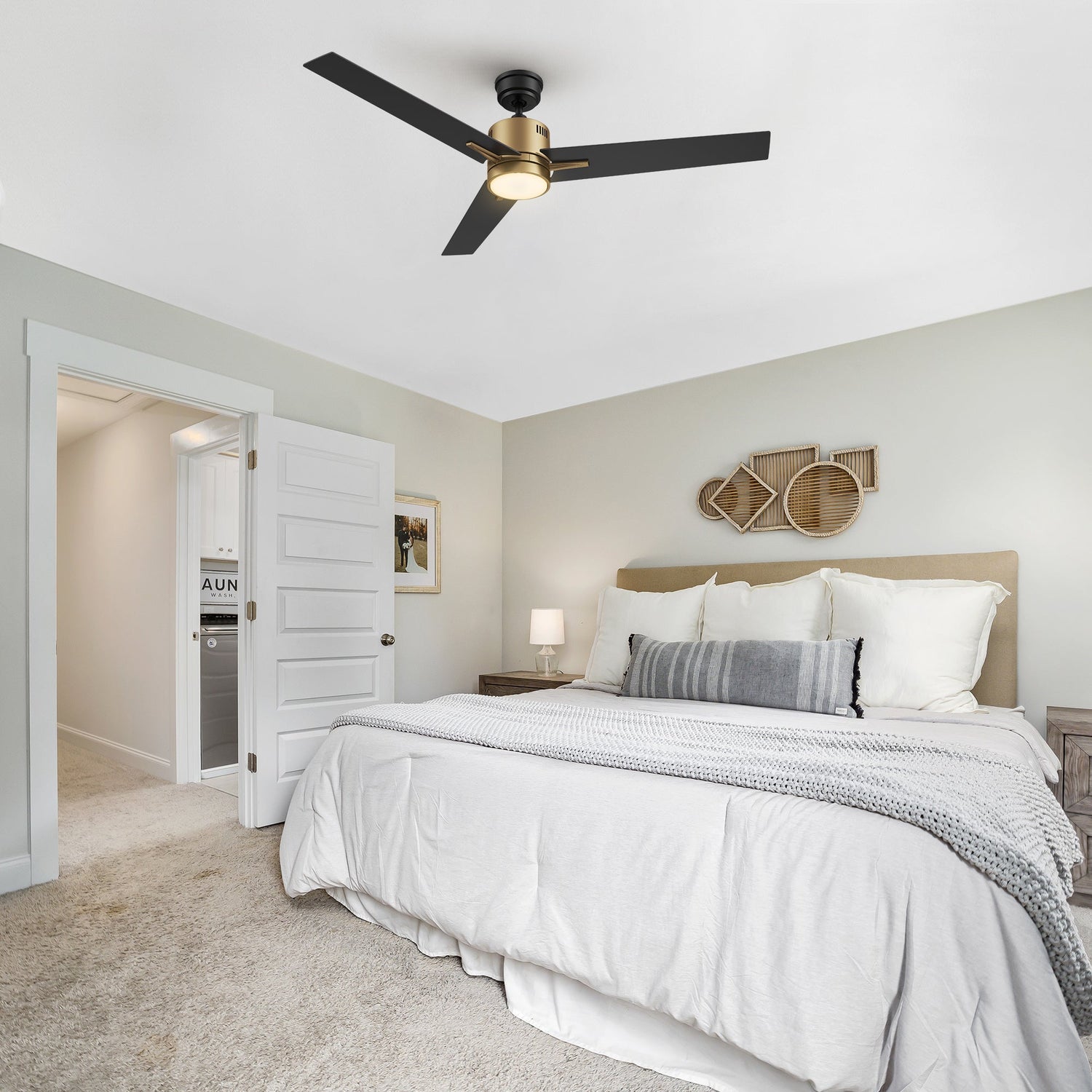 MONTGOMERY 52 In 3 Blade Smart Ceiling Fan With Integrated LED Lights With Google Home