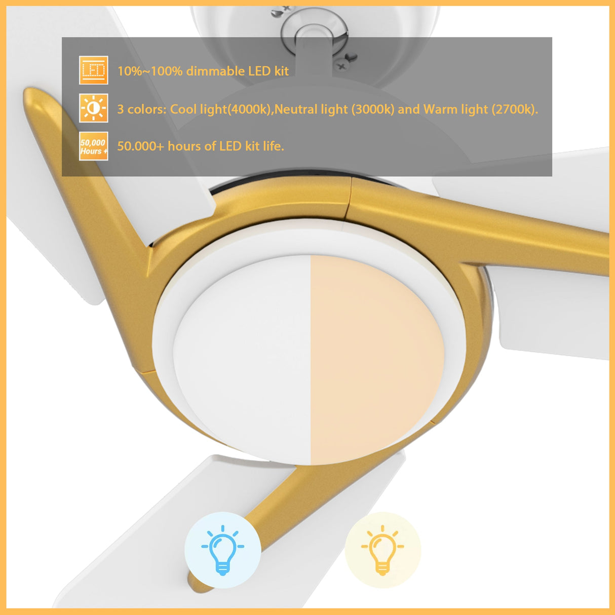 CALEN 56 In 3 Blade Smart Ceiling Fan With Integrated LED Lights With Google Home