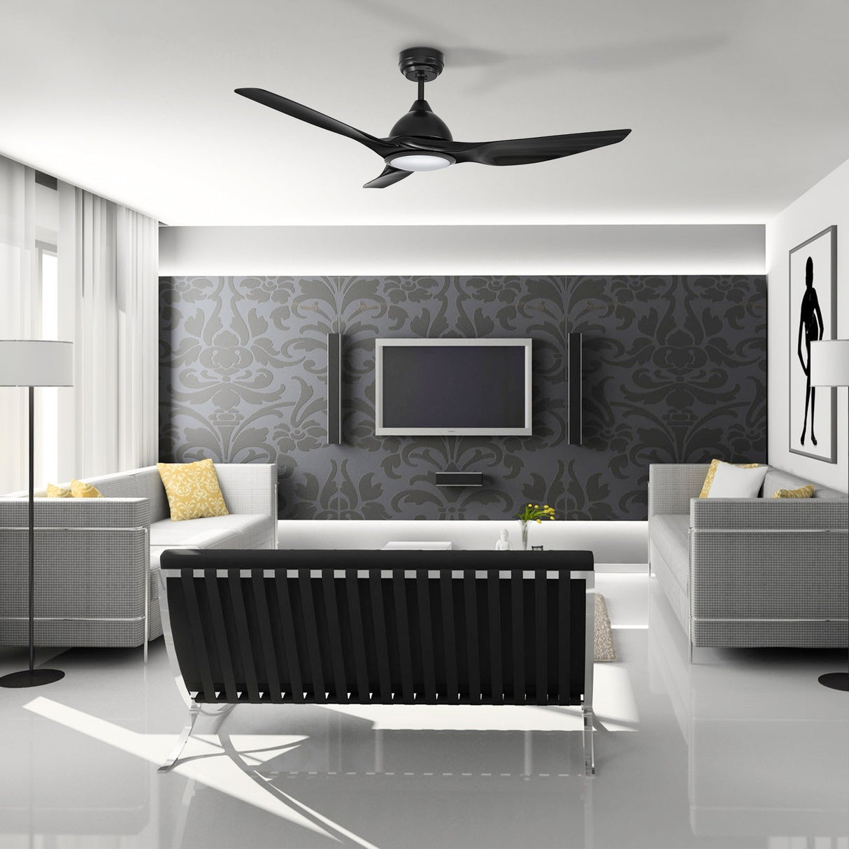 CRANSTON 52 In 3 Blade Smart Ceiling Fan With Integrated LED Lights With Google Home