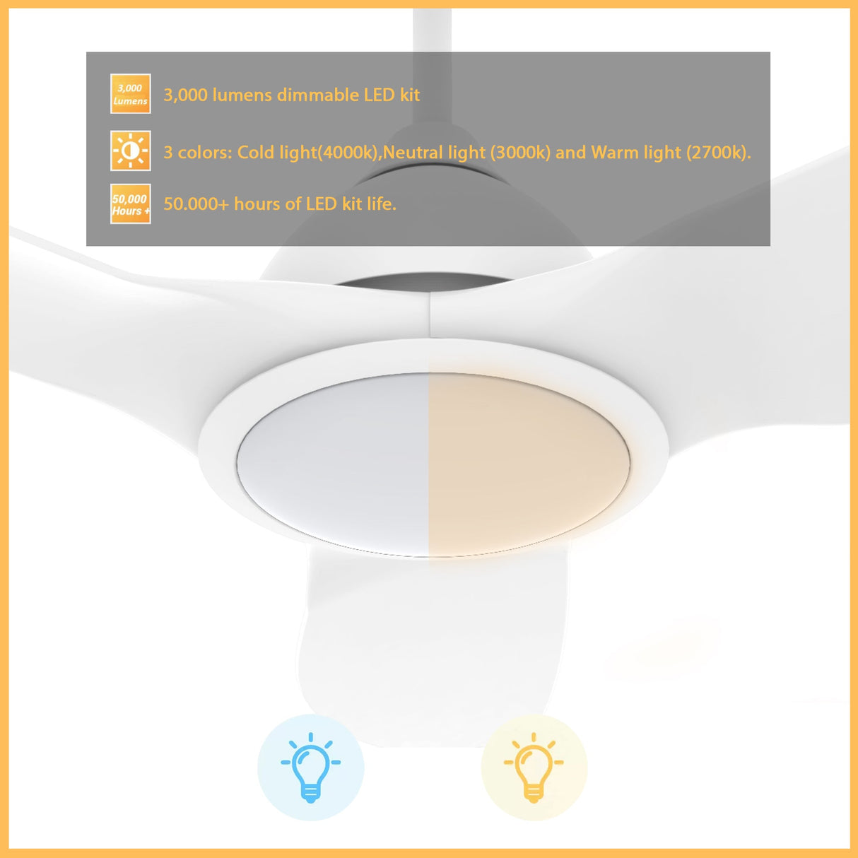 CRANSTON 52 In 3 Blade Smart Ceiling Fan With Integrated LED Lights With Google Home