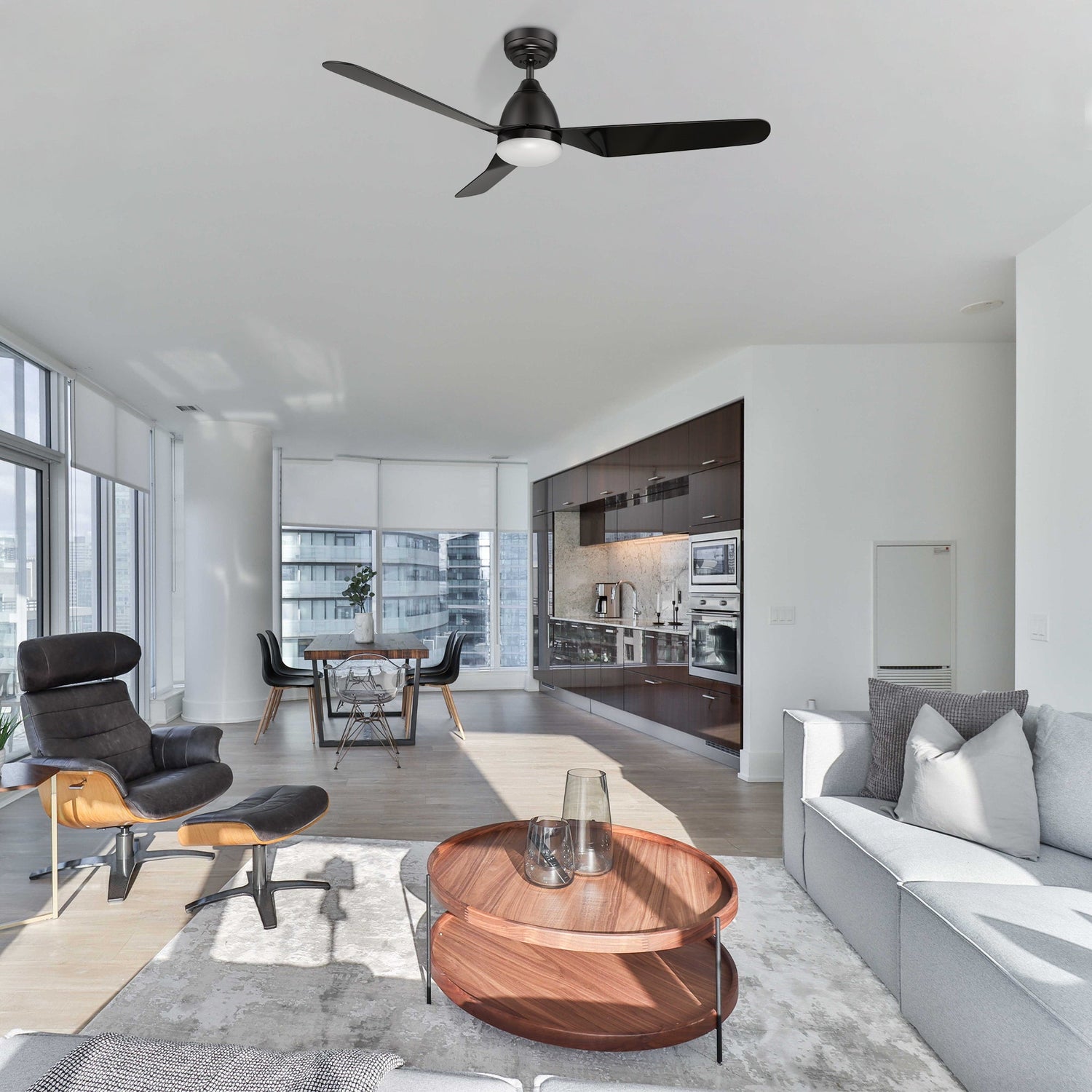 TOULON 52 In 3 Blade Smart Ceiling Fan With Integrated LED Lights With Google Home