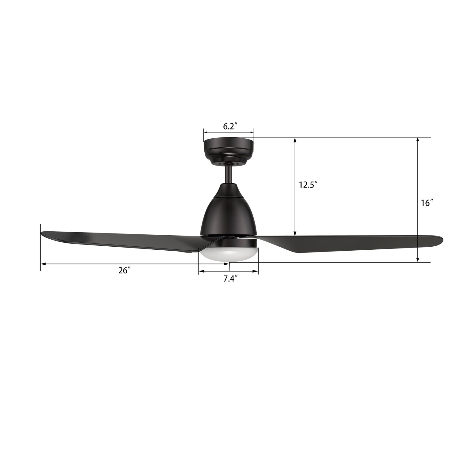 TOULON 52 In 3 Blade Smart Ceiling Fan With Integrated LED Lights With Google Home