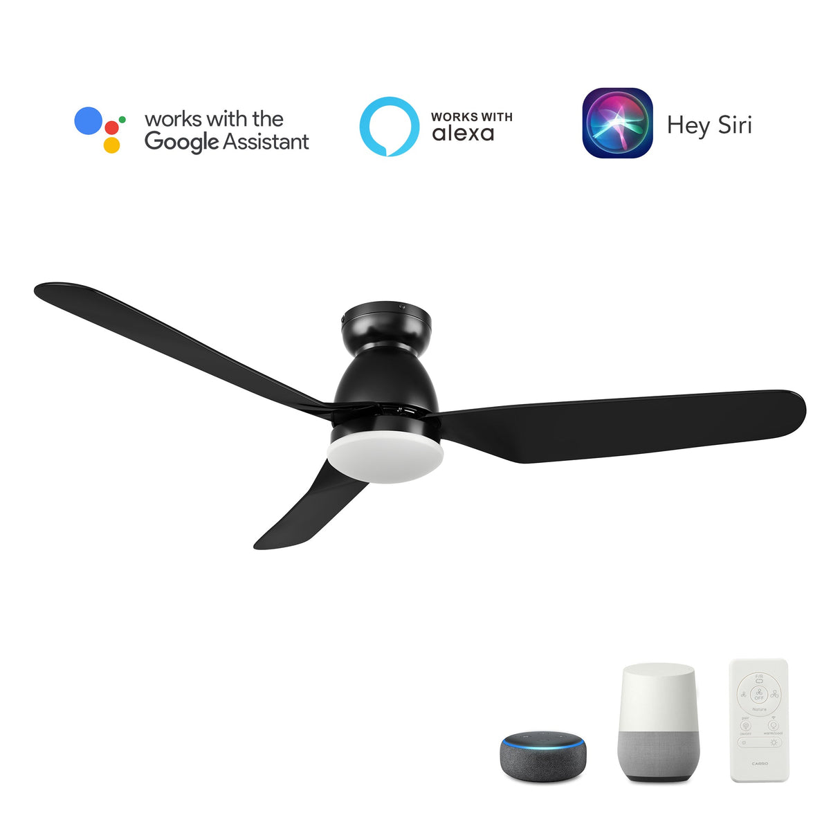 DENVER 52 In 3 Blade Smart Ceiling Fan With Integrated LED Lights With Google Home