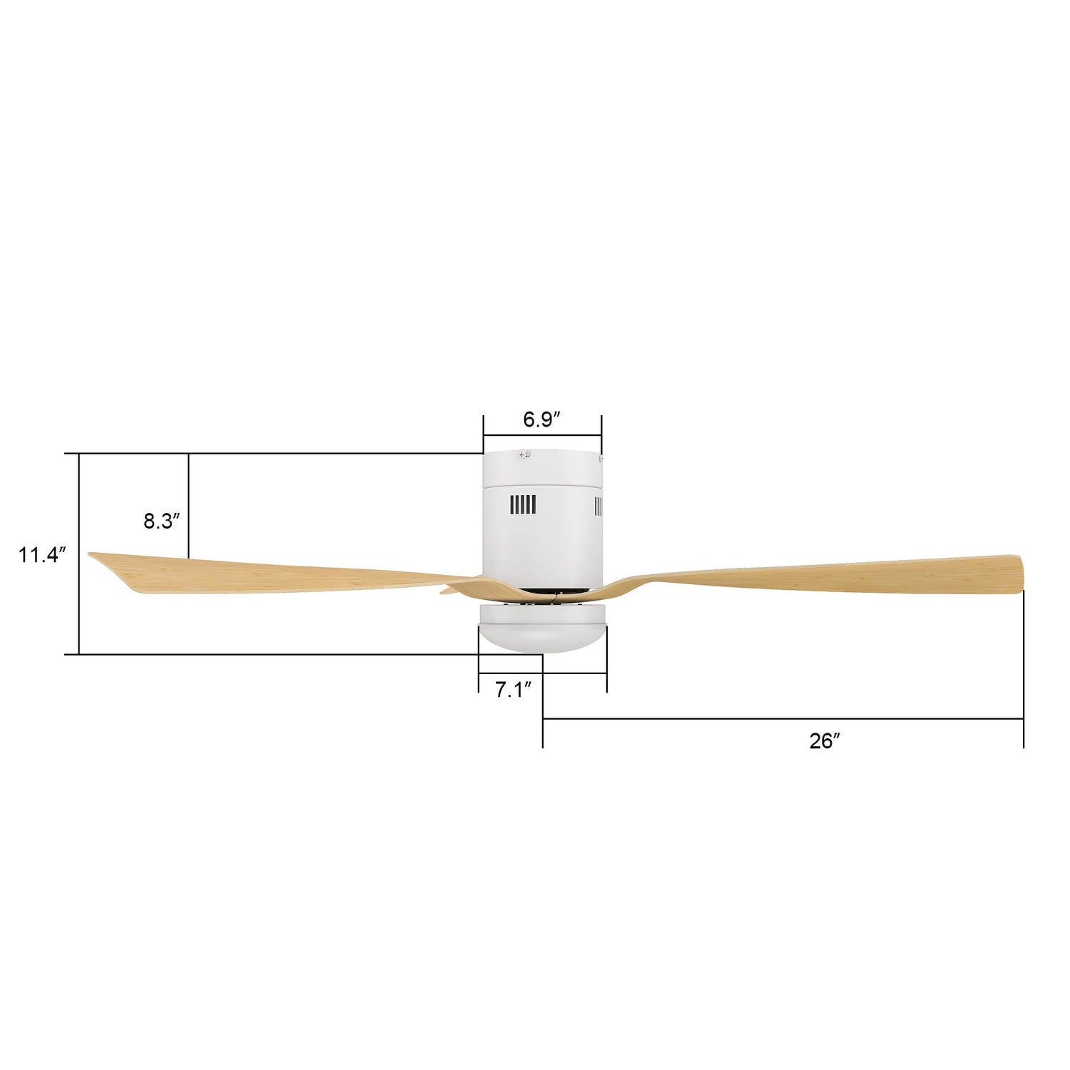 Spezia 52 Inch 3 Blade Flush Mount Smart Ceiling Fan With Led Light Kit Remote White Bamboo Wood