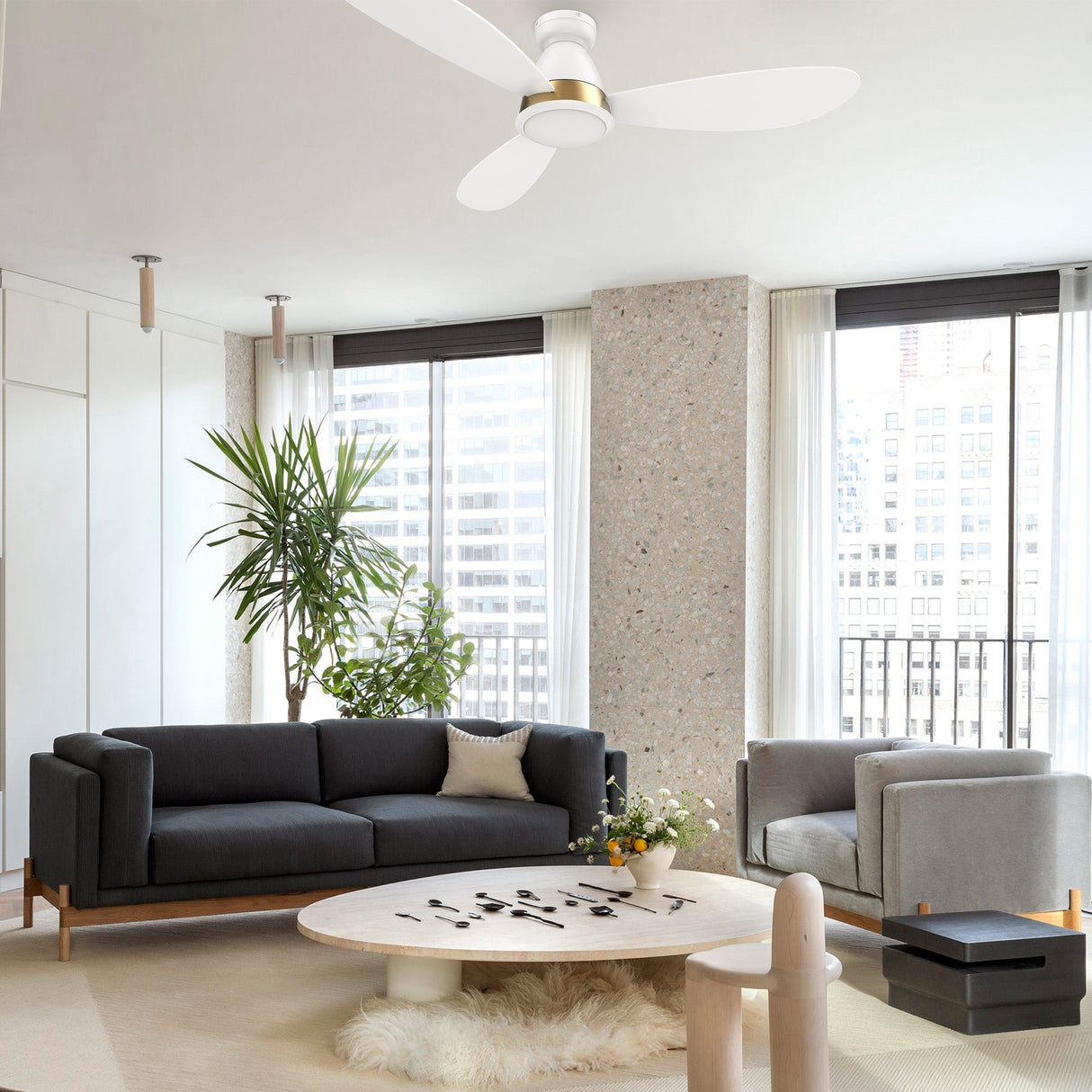 YORK 52 inch 3-Blade Flush Mount Smart Ceiling Fan with LED Light & Remote